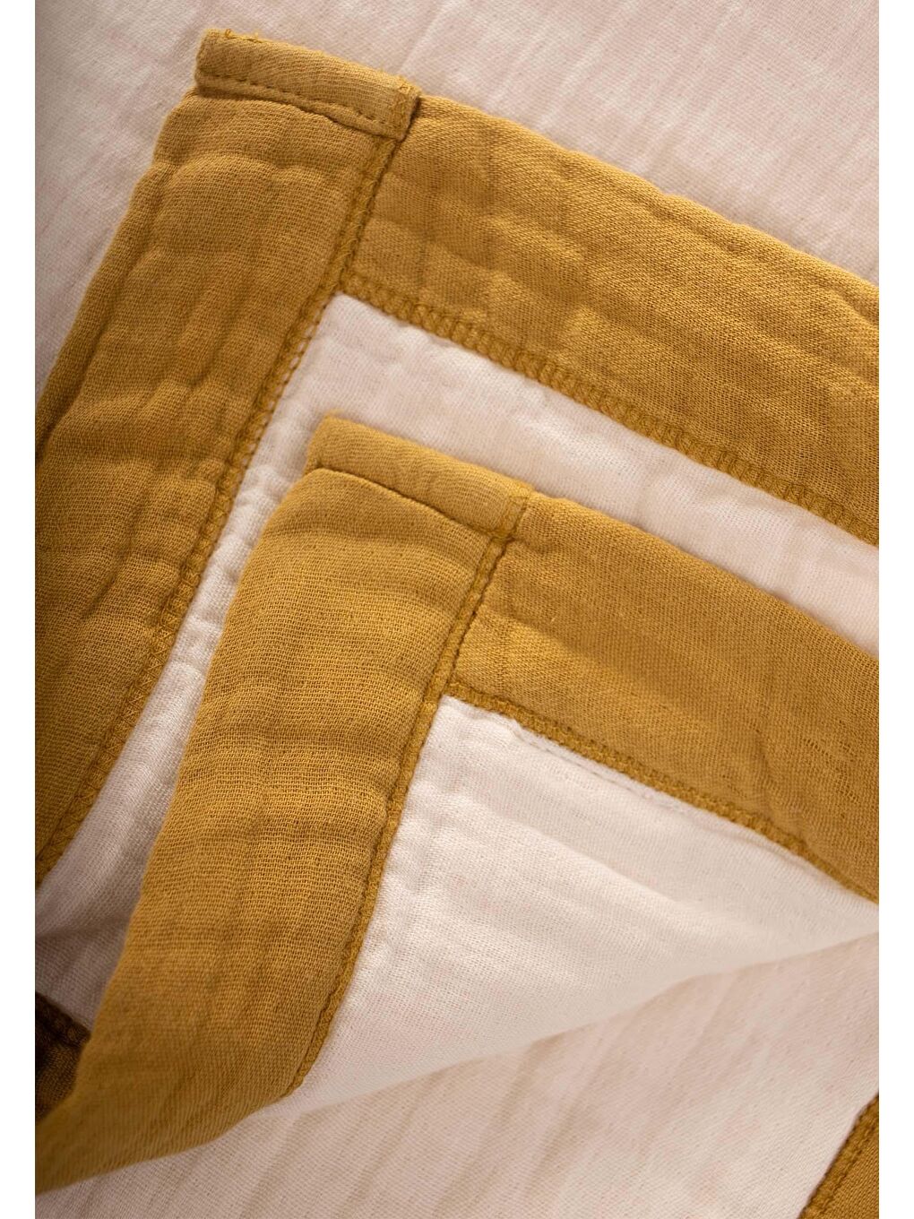Kalın Biyeli Çift Kat Ham Battaniye 85X90 Hardal Sarı-3