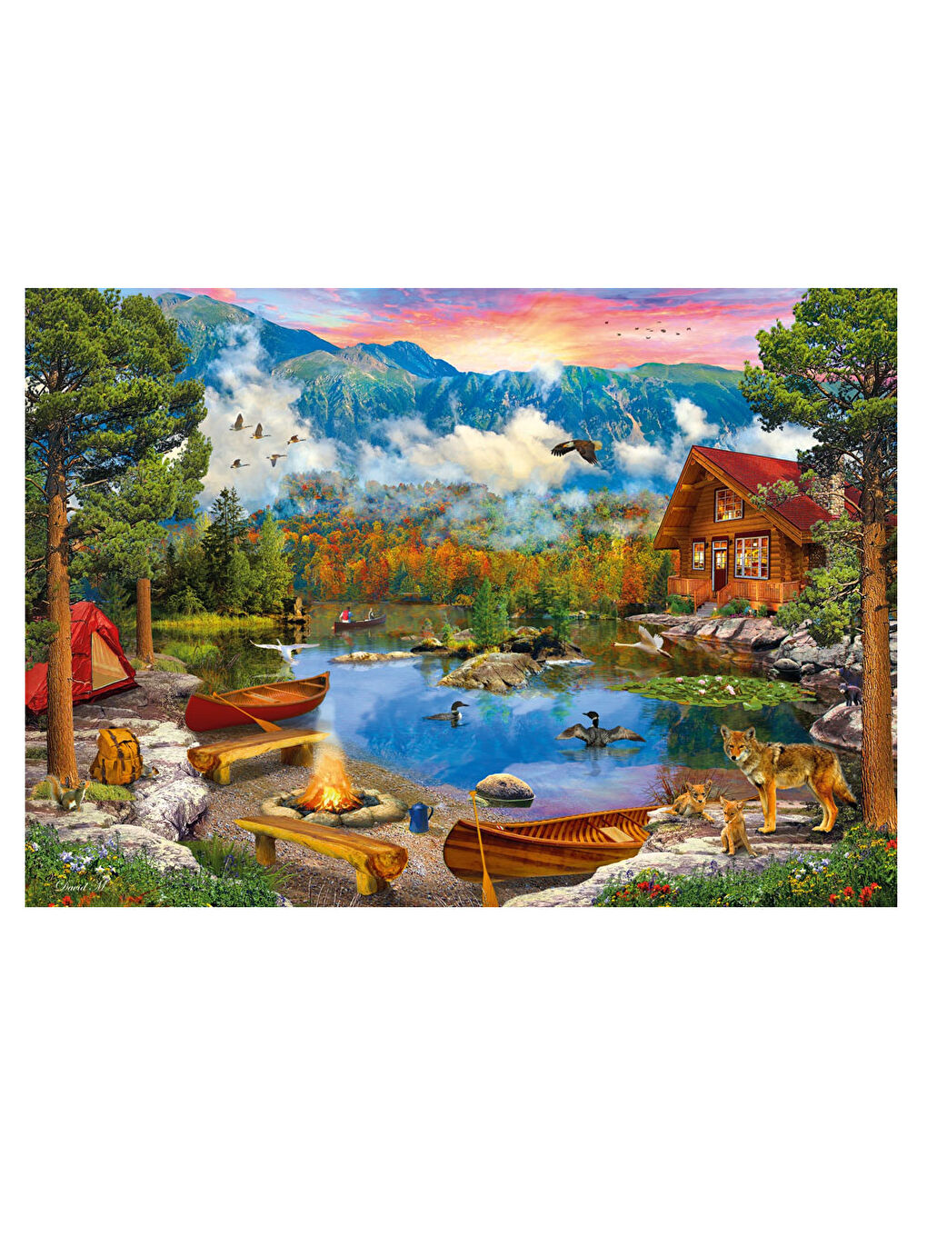 KS GAMES Renksiz Puzzle 1500 Parça Mountain Lake 22036 - 1