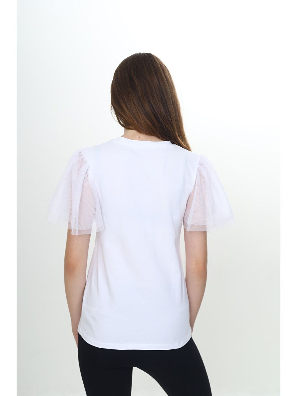 Beyaz Kız Çocuk Tüllü Tişört-2