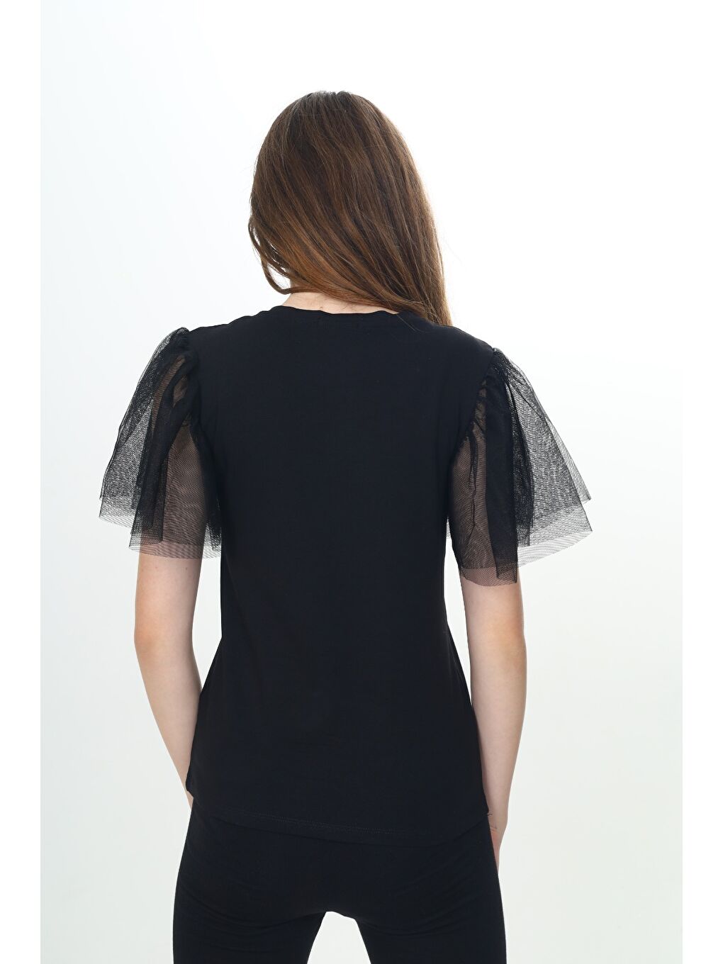 Siyah Kız Çocuk Tüllü Tişört-3