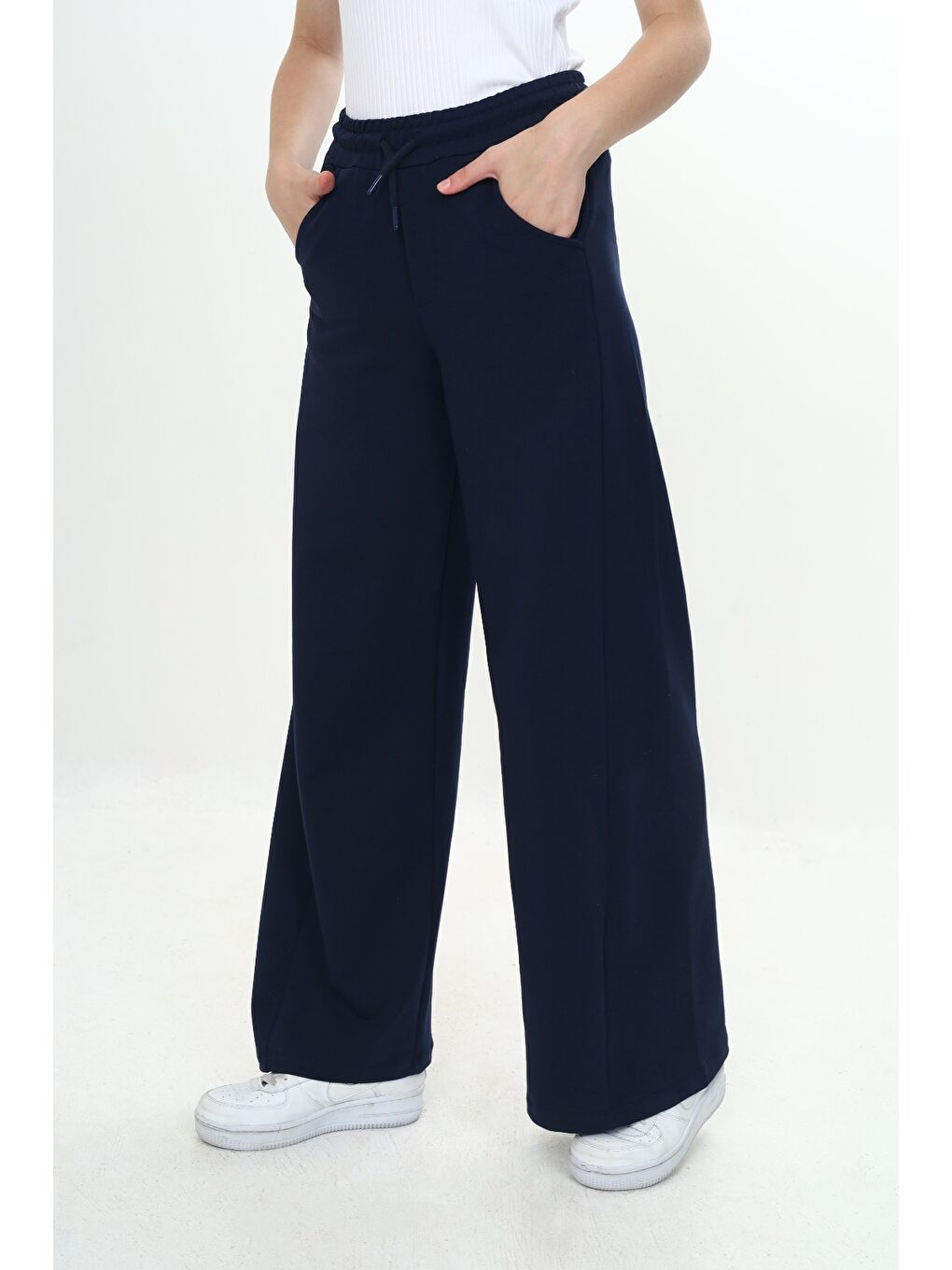 Lacivert Kız Çocuk Okul Arkadan Öne Dönüşlü Eşofman Alt-2