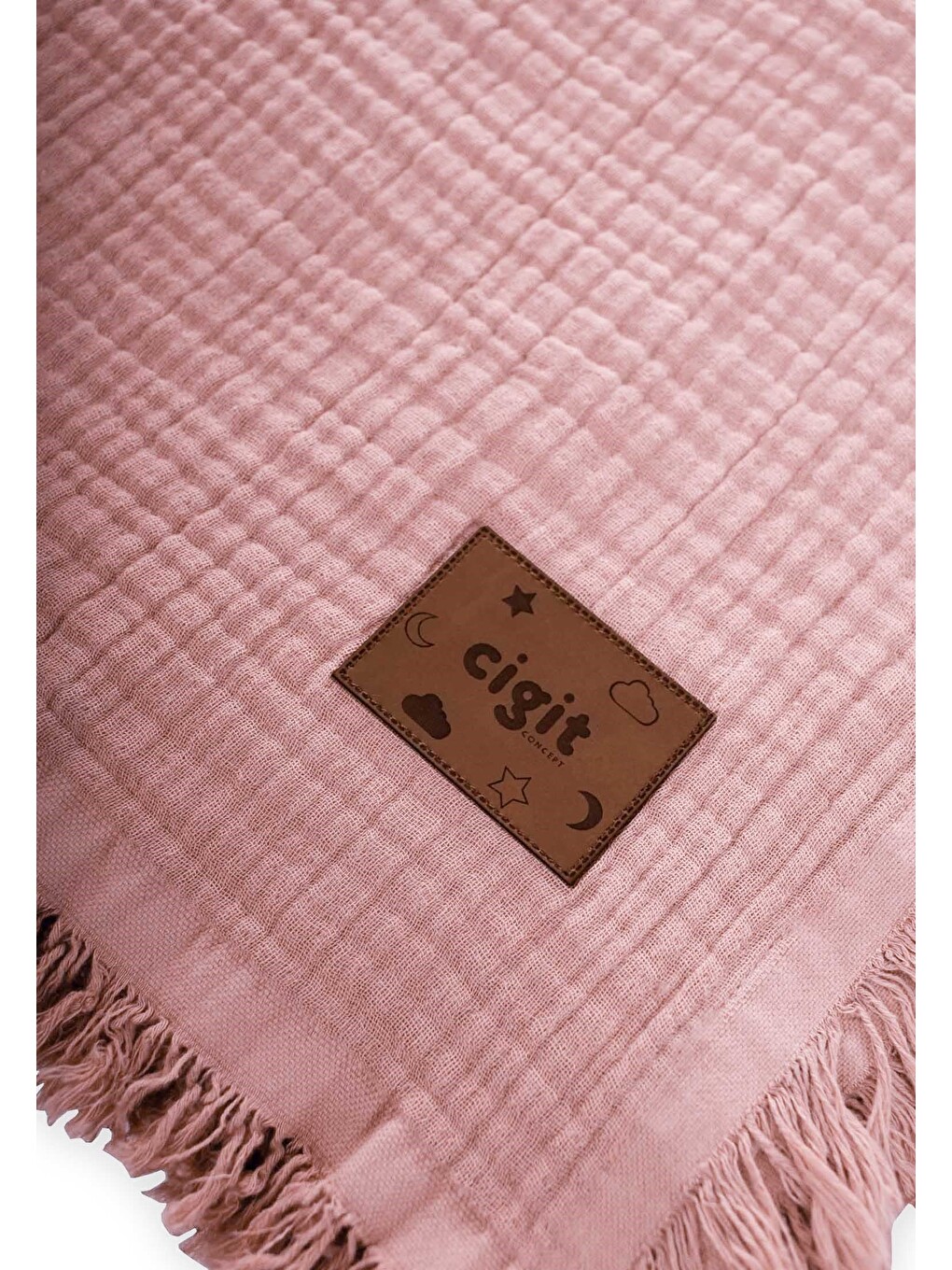 Müslin Dört Kat Yatak Örtüsü 200X220 Cm Pudra Pembe-1