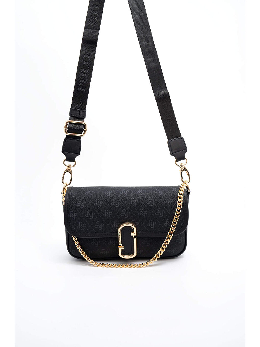 Siyah Kadın Çapraz Çanta 1171-46070 SILVER POLO ÇAPRAZ BAYAN ÇANTASI M178 SİYAH-MAT SİYAH-6