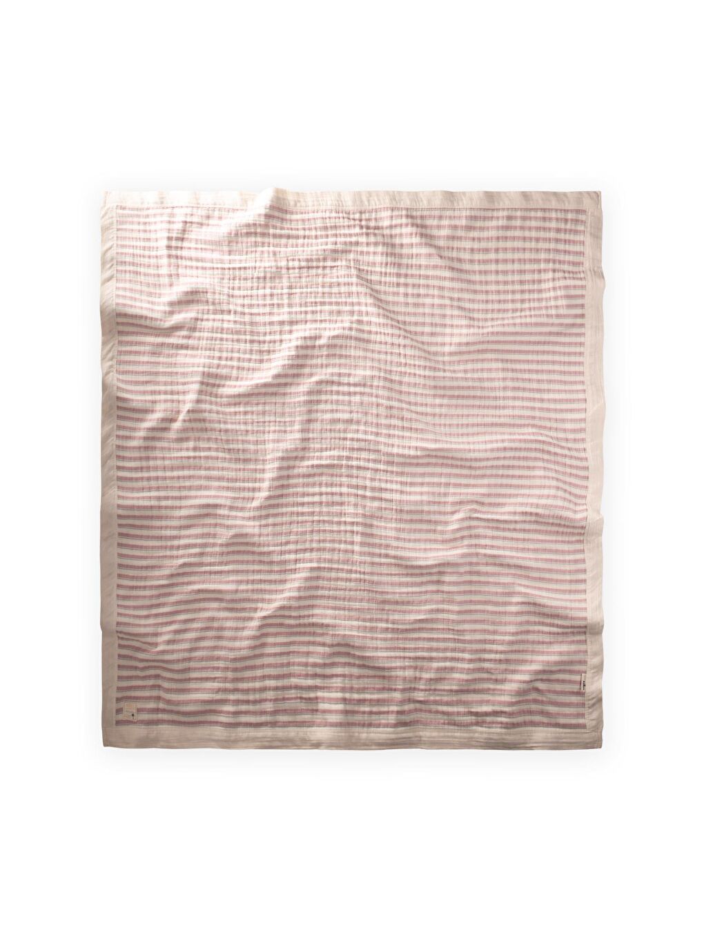 Kalın Biyeli Çift Kat Ham Organik Müslin Battaniye 85X90 Cm Mint Yeşili-Gül Kurusu-2