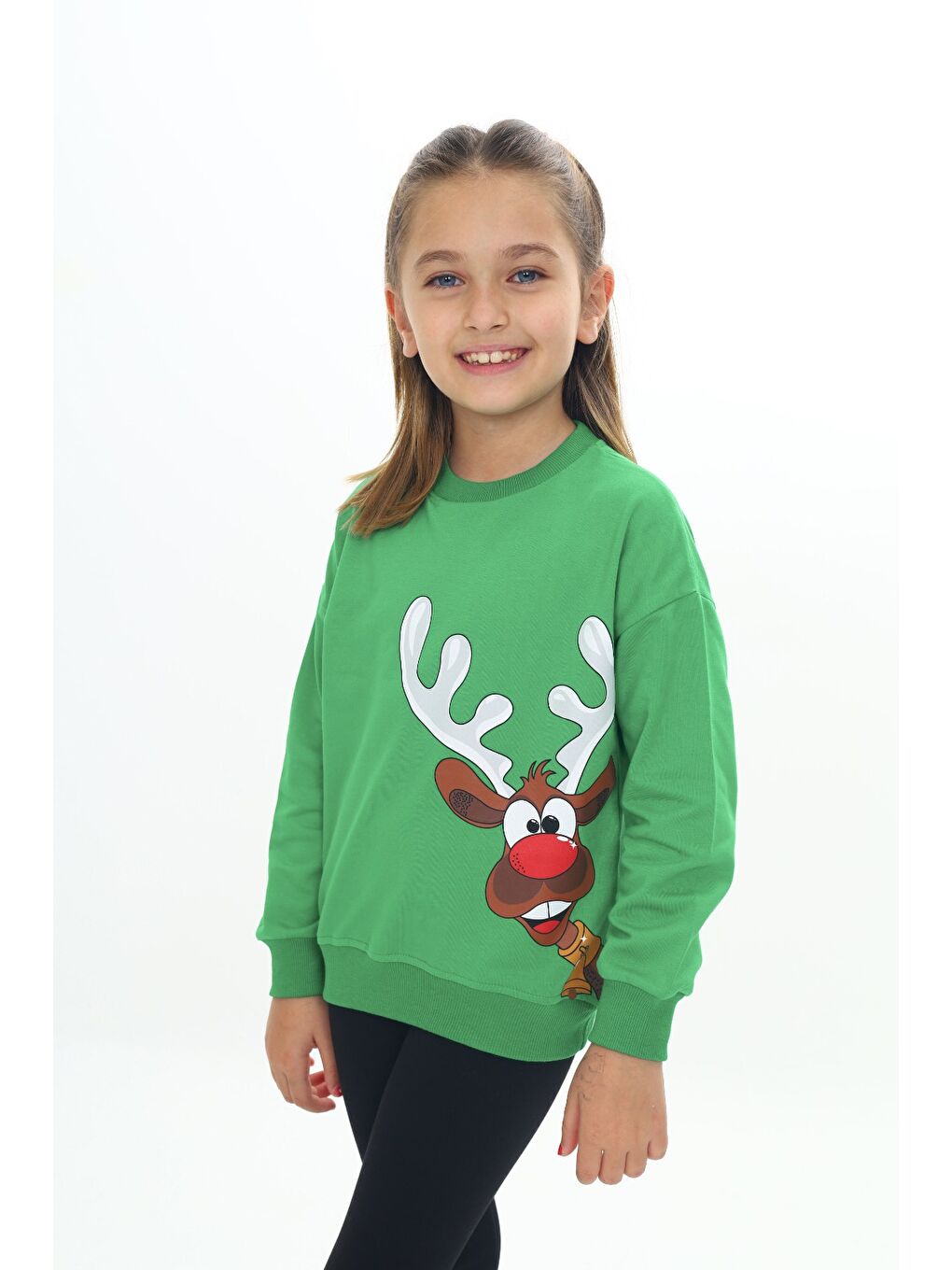 Toontoykids Yeşil Kız Çocuk Baskılı Sweatshirt