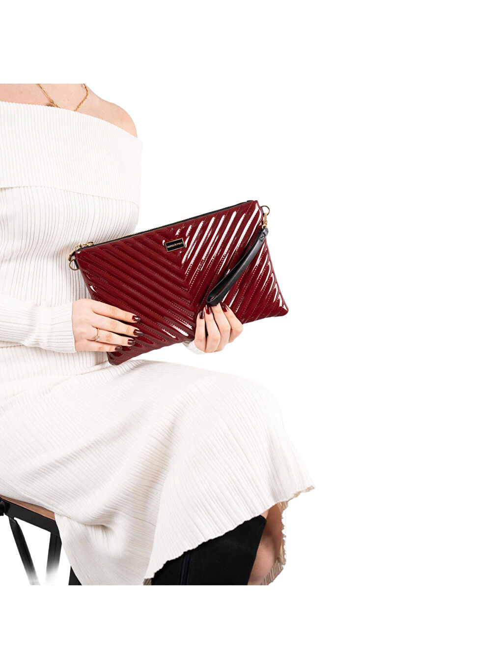 Bordo Kadın El Portföy Çantası 1034-45563 SILVER POLO CLUTCH M152 RUGAN BORDO-V RUGAN BORDO