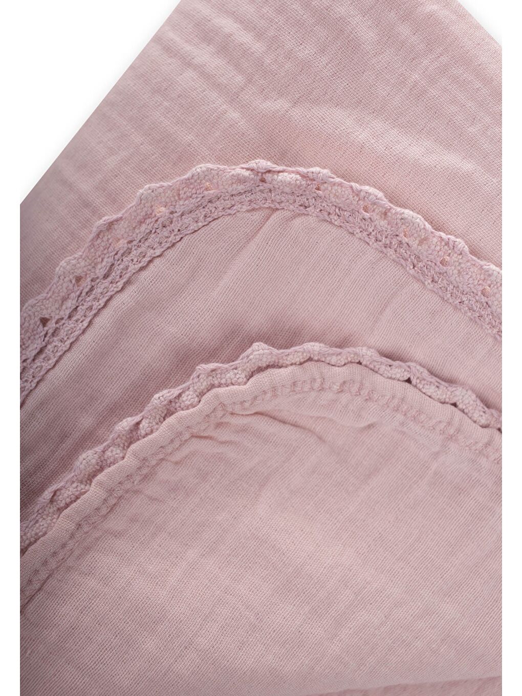 Çiftkat Ponpon Şeritli Müslin Bebek Battaniyesi100x100 Cm +/- 3 Cm Pudra Pembe-2