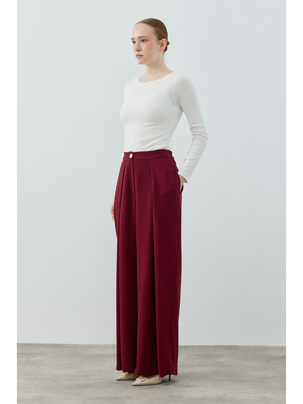 Dixi Krep Pantolon 1652 Bordo-1