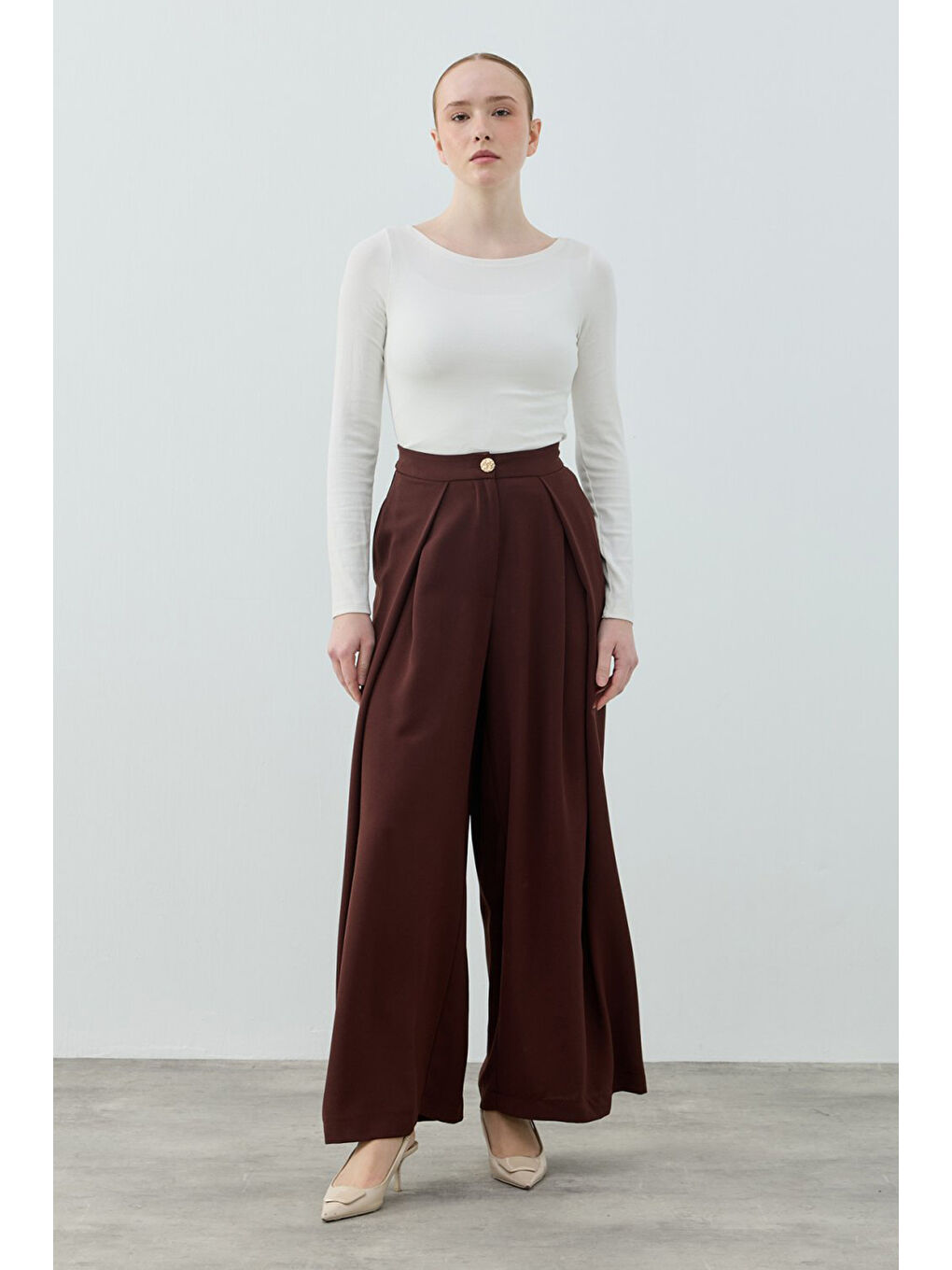 Kahverengi Dixi Krep Pantolon 1652 Acı Kahve-1