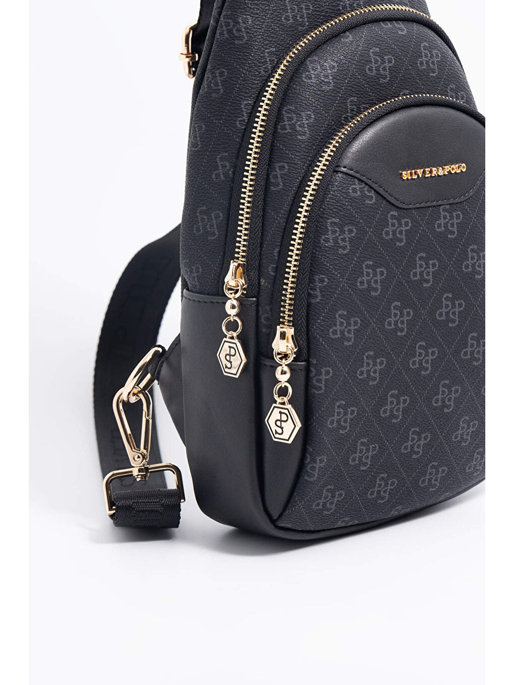 Siyah Kadın Çapraz Göğüs Çantası 959-45757 SILVER POLO FREEBAG M178 SİYAH-MAT SİYAH-4