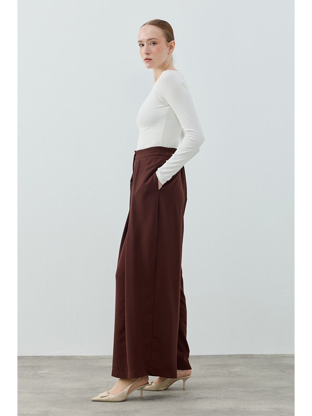 Kahverengi Dixi Krep Pantolon 1652 Acı Kahve-2