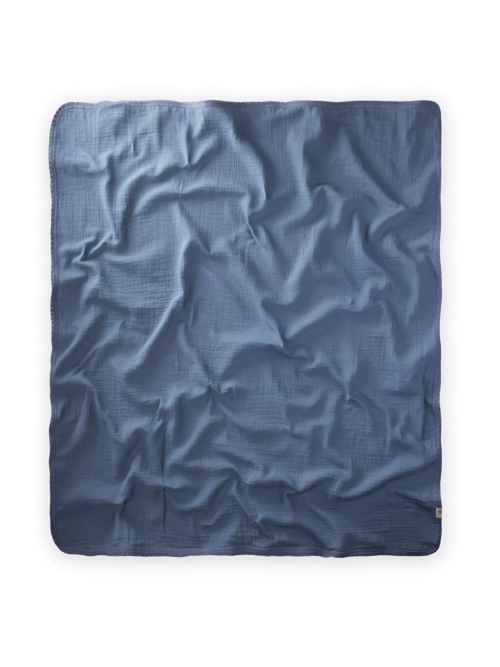 Dantel İşlemeli Tekkat Müslin Battaniye 100X100 Cm +/- 3 Cm İndigo Mavi-1