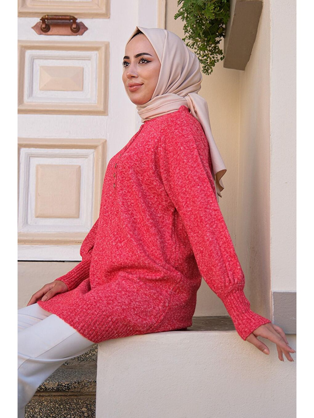Kadın Triko Kazak Kırmızı-1