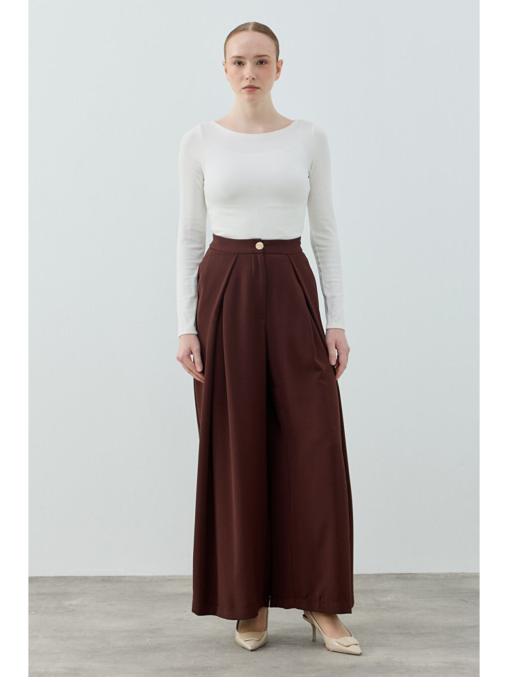 Kahverengi Dixi Krep Pantolon 1652 Acı Kahve-4