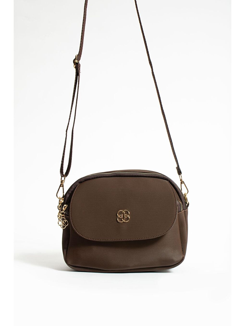 Kahverengi Ayarlanabilir Askılı 3 Bölmeli Fermuarlı Ön Kapaklı Kadın Omuz Çantası BAG5013-23-3