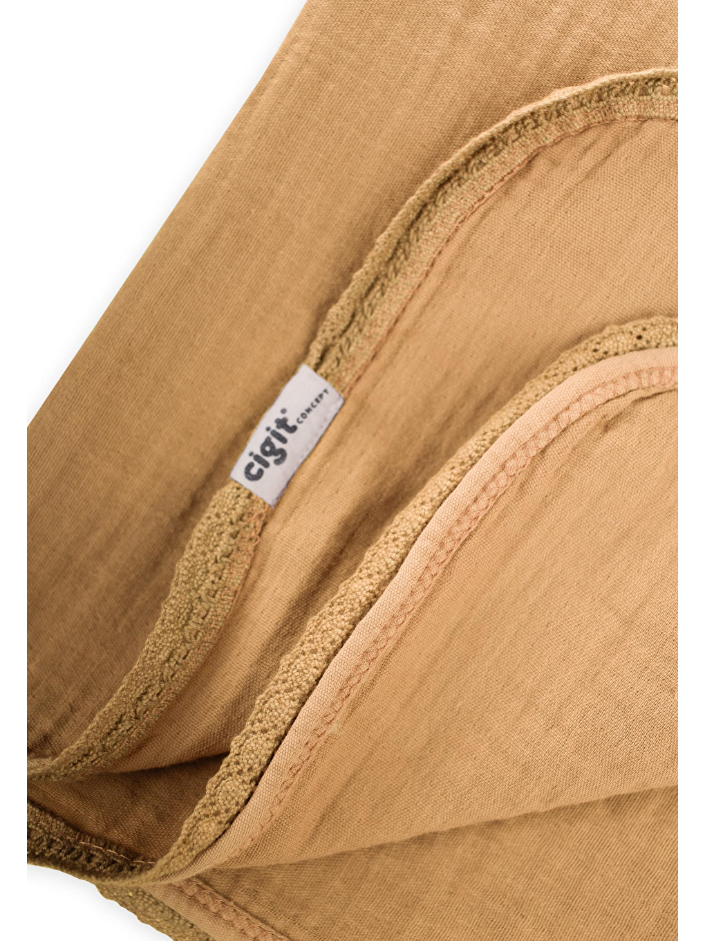 Dantel İşlemeli Tekkat Müslin Battaniye 100X100 Cm +/- 3 Cm Hardal Sarı-2