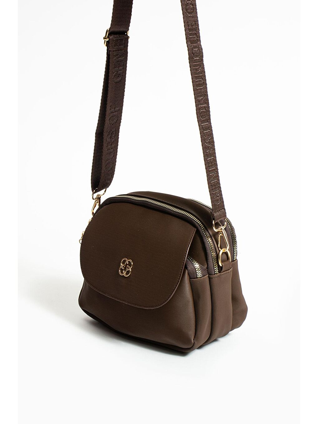 Kahverengi Ayarlanabilir Askılı 3 Bölmeli Fermuarlı Ön Kapaklı Kadın Omuz Çantası BAG5013-23-4