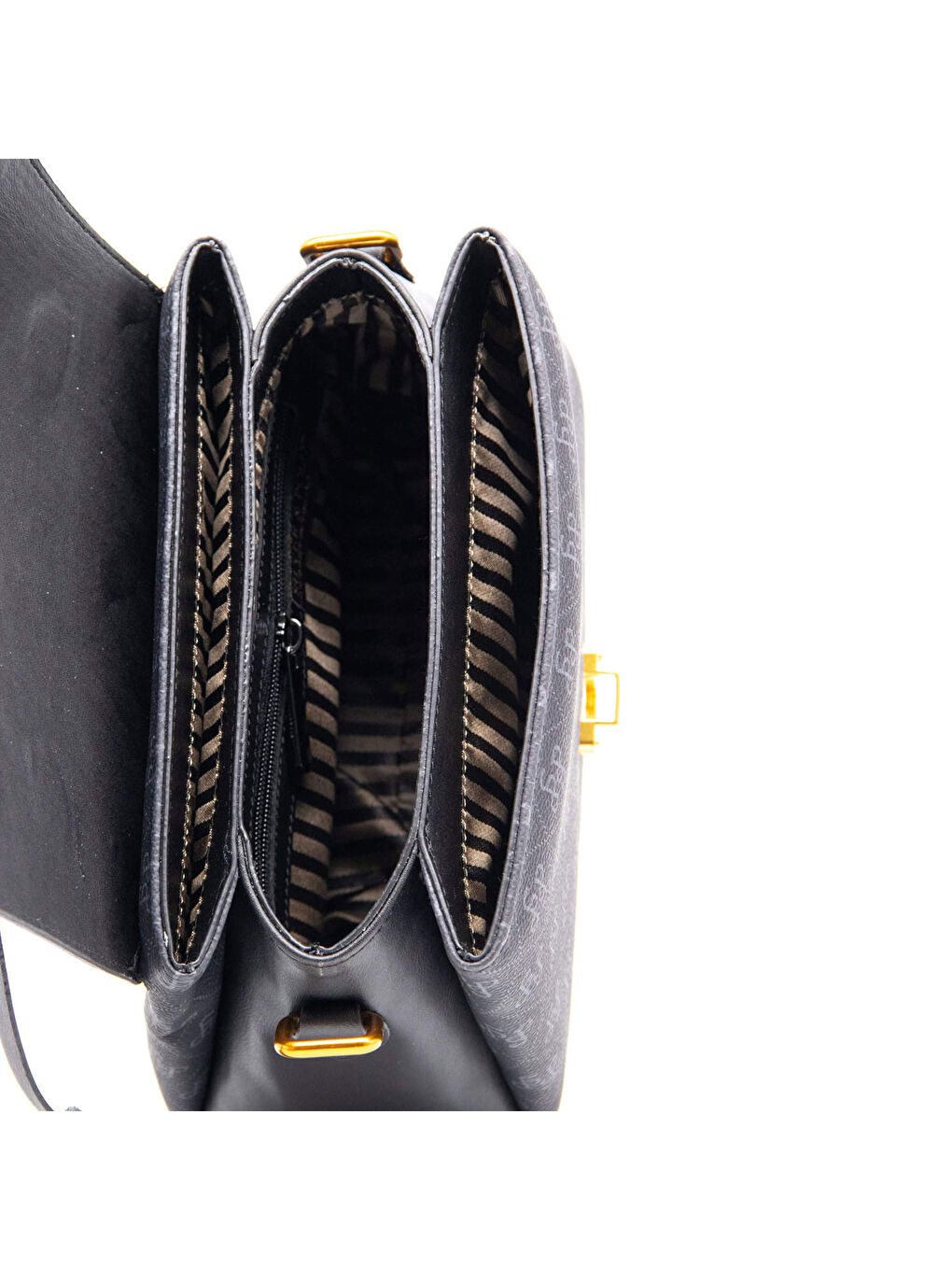 Gri Kadın Omuz Çantası 1159-45430 SILVER POLO BAYAN ÇANTASI M178 FÜME-MAT SİYAH-5