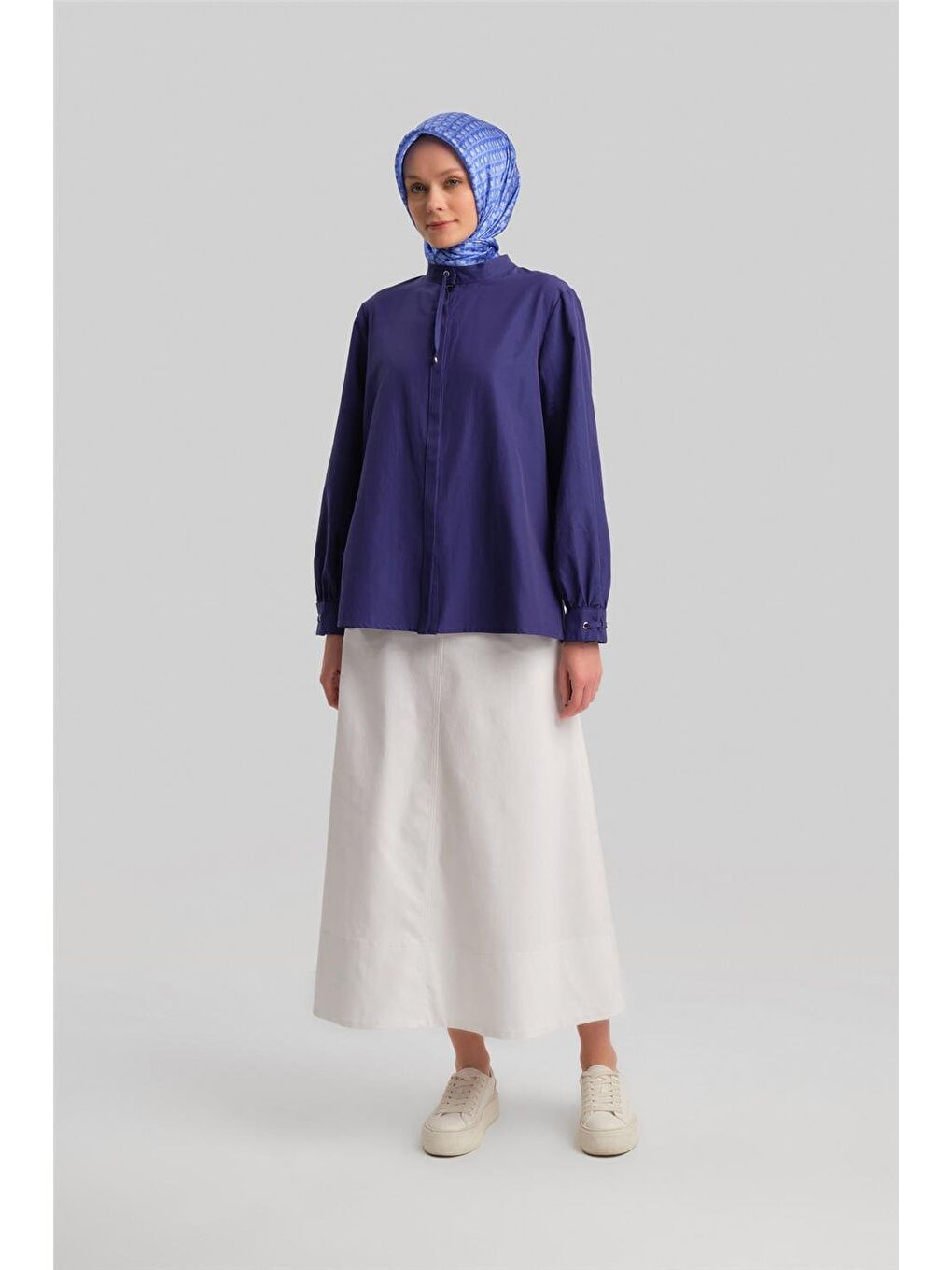 Lacivert Biye Detaylı Gömlek 24Y3532 Morcivert-1