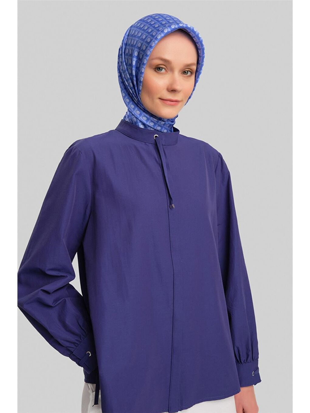 Lacivert Biye Detaylı Gömlek 24Y3532 Morcivert-3