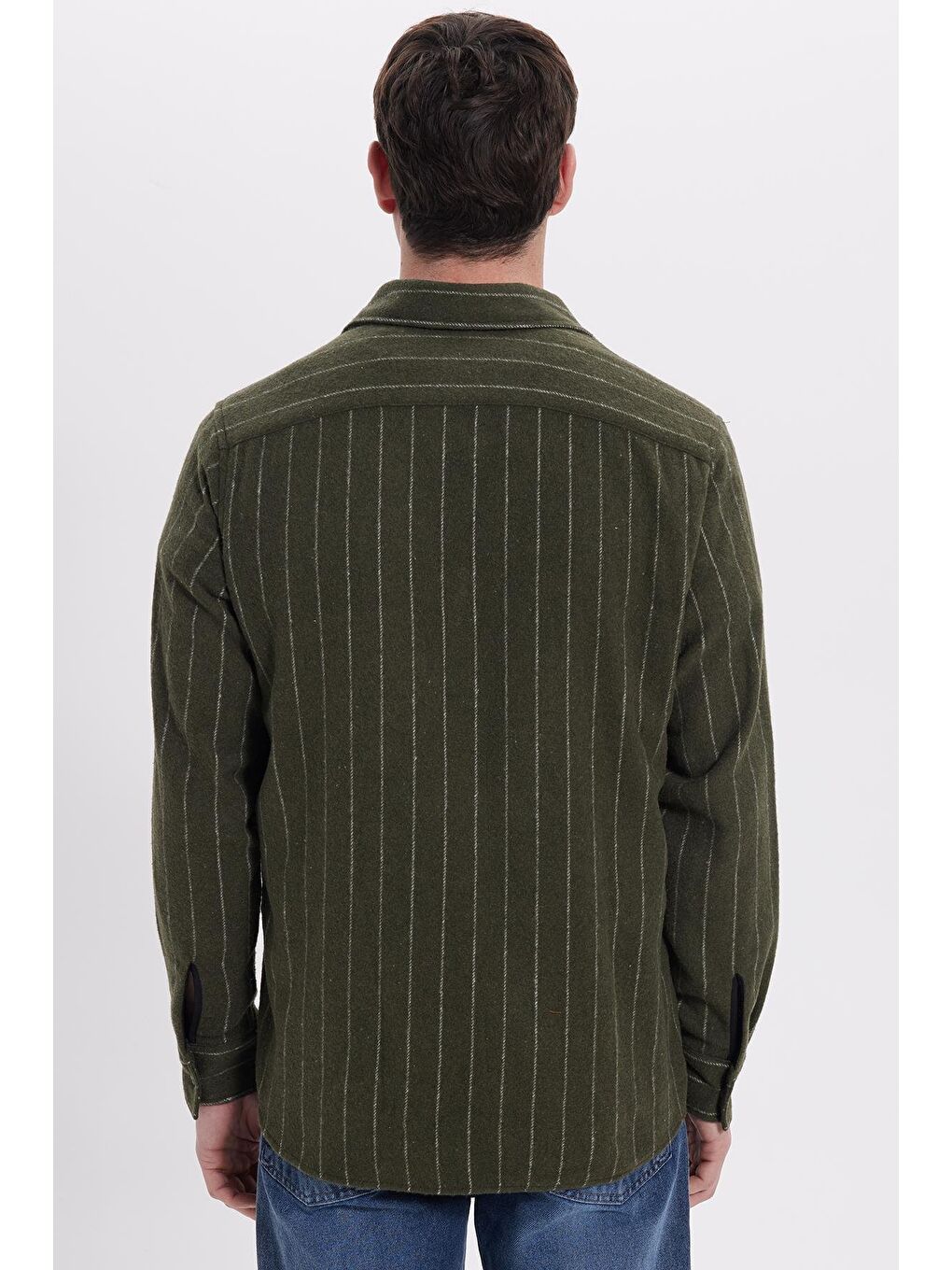 Karışık Erkek Regular Fit Klasik Kesim Çizgili Çift Cep Kapaklı Oduncu Gömlek-6