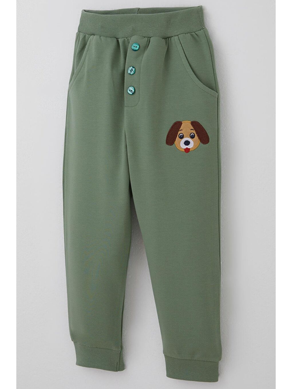 Erkek Bebek Eşofman Takımı Sevimli Köpekçik Nakışlı Kanguru Cepli Mint Yeşili (9 Ay-3 Yaş)-6