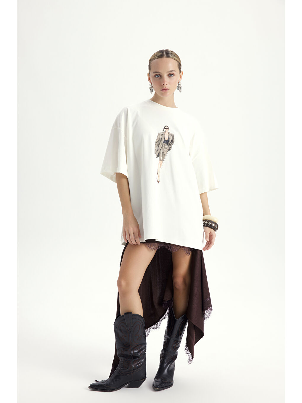 Alix Oversize Beyaz T-Shirt-1