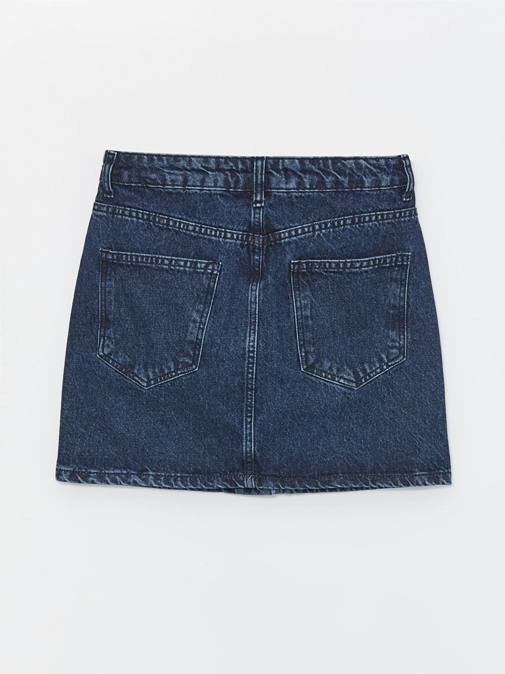 Pieces of Melon Mavi Önden DüğmeliYüksel Bel Mini Denim Etek - 8