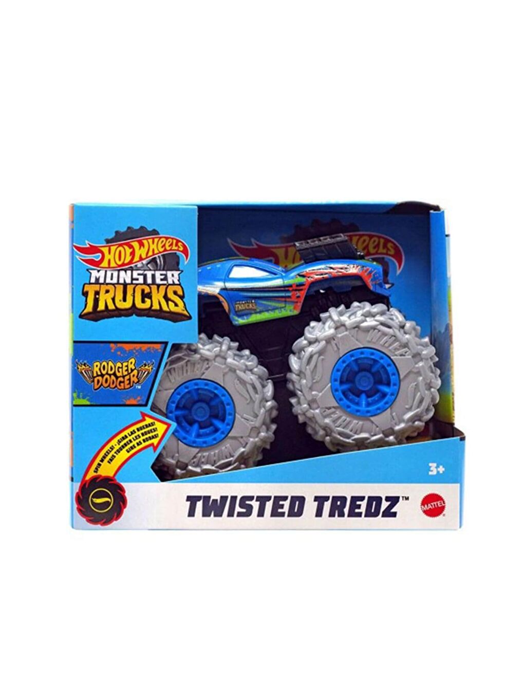 Hot Wheels Beyaz-Renklibaskı Monster Trucks 1:43 Çek Bırak Araba Rodger Dodger GVK40