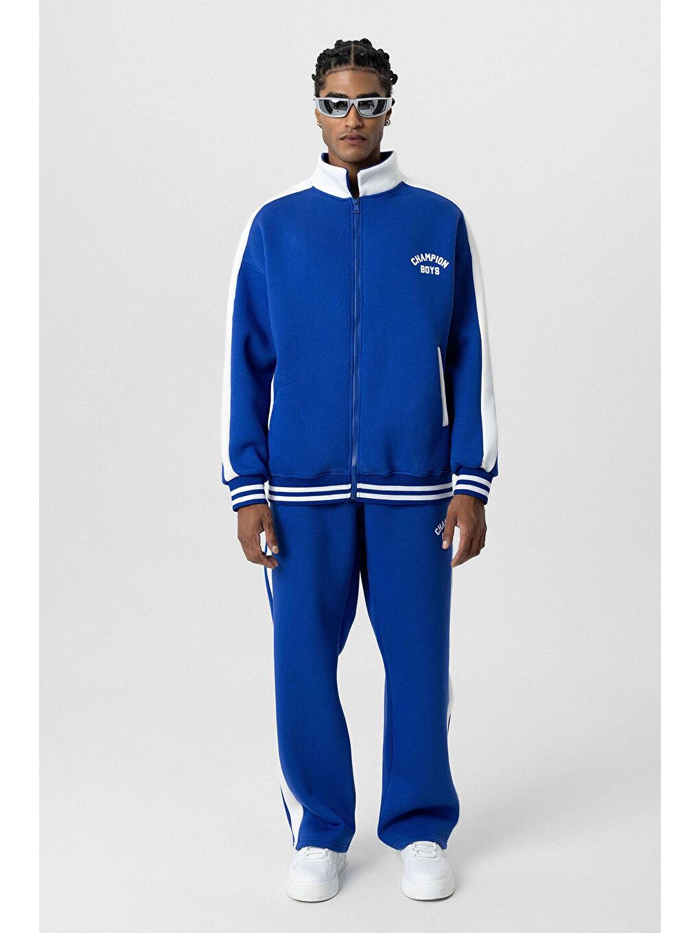 Mavi Baskılı Oversize Eşofman Takım Saks