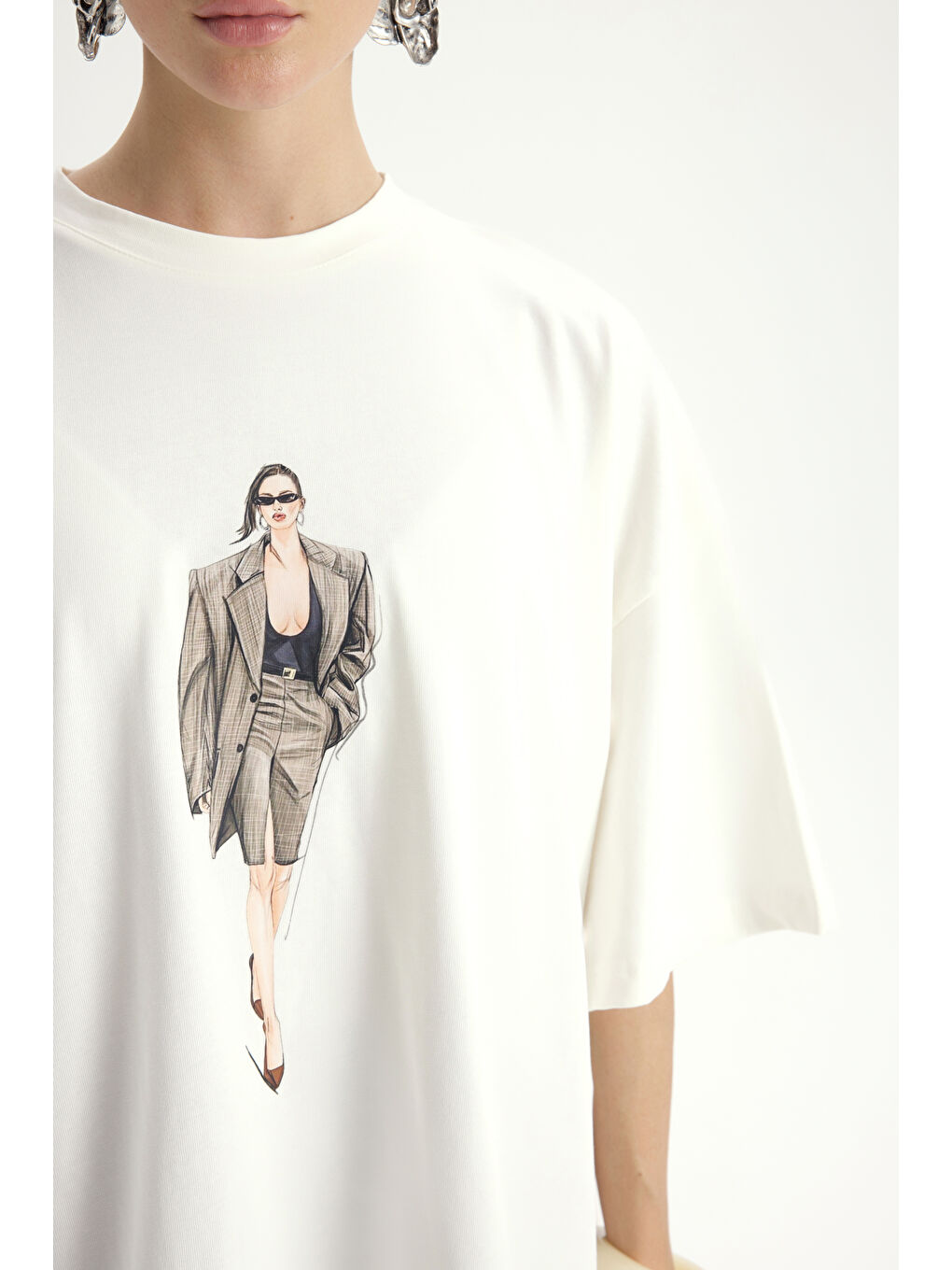 Alix Oversize Beyaz T-Shirt-6