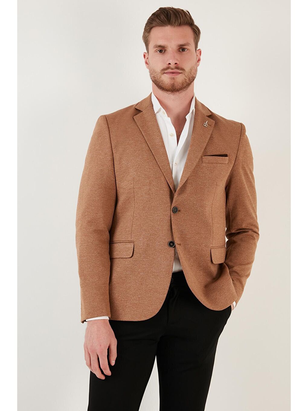 Kahverengi Slim Fit 6 Drop Çift Yırtmaçlı Blazer Erkek Ceket SAVUE-2