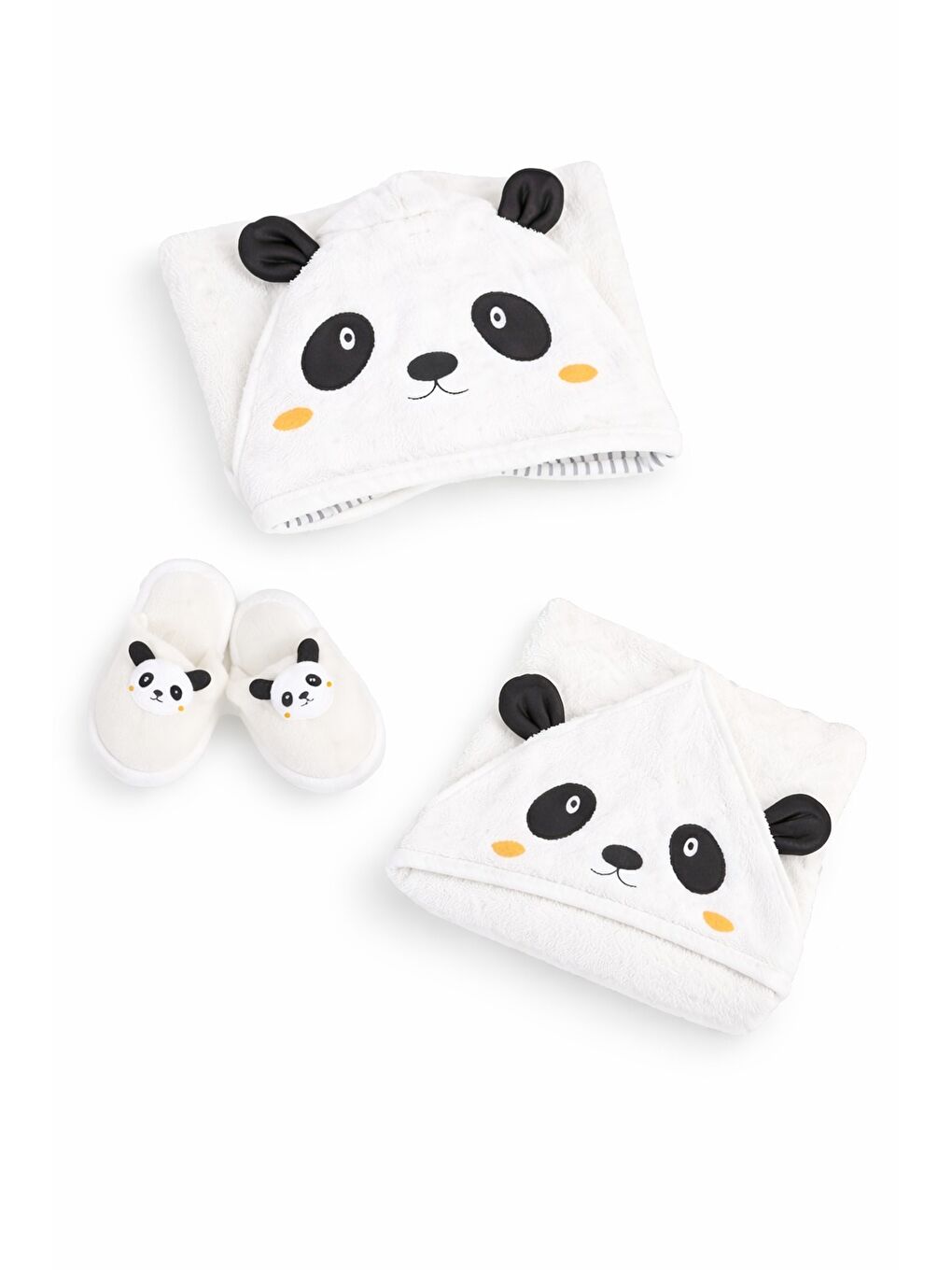 Siyah Unisex Hayvan Figürlü Bebek Bornoz Havlu Seti Yenidoğan Hediyelik Kutulu 0-24ay Pamuklu 3lü Takım-3