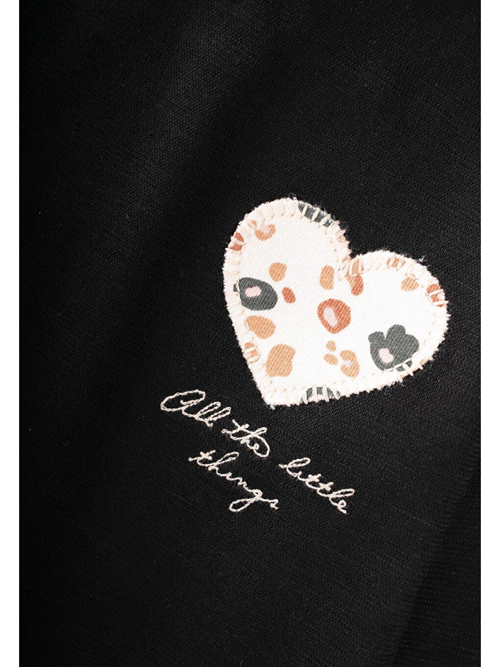 Uzun Kollu Desenli Yüksek Bel Pantolonlu Takım 2-8 Yaş Siyah-3