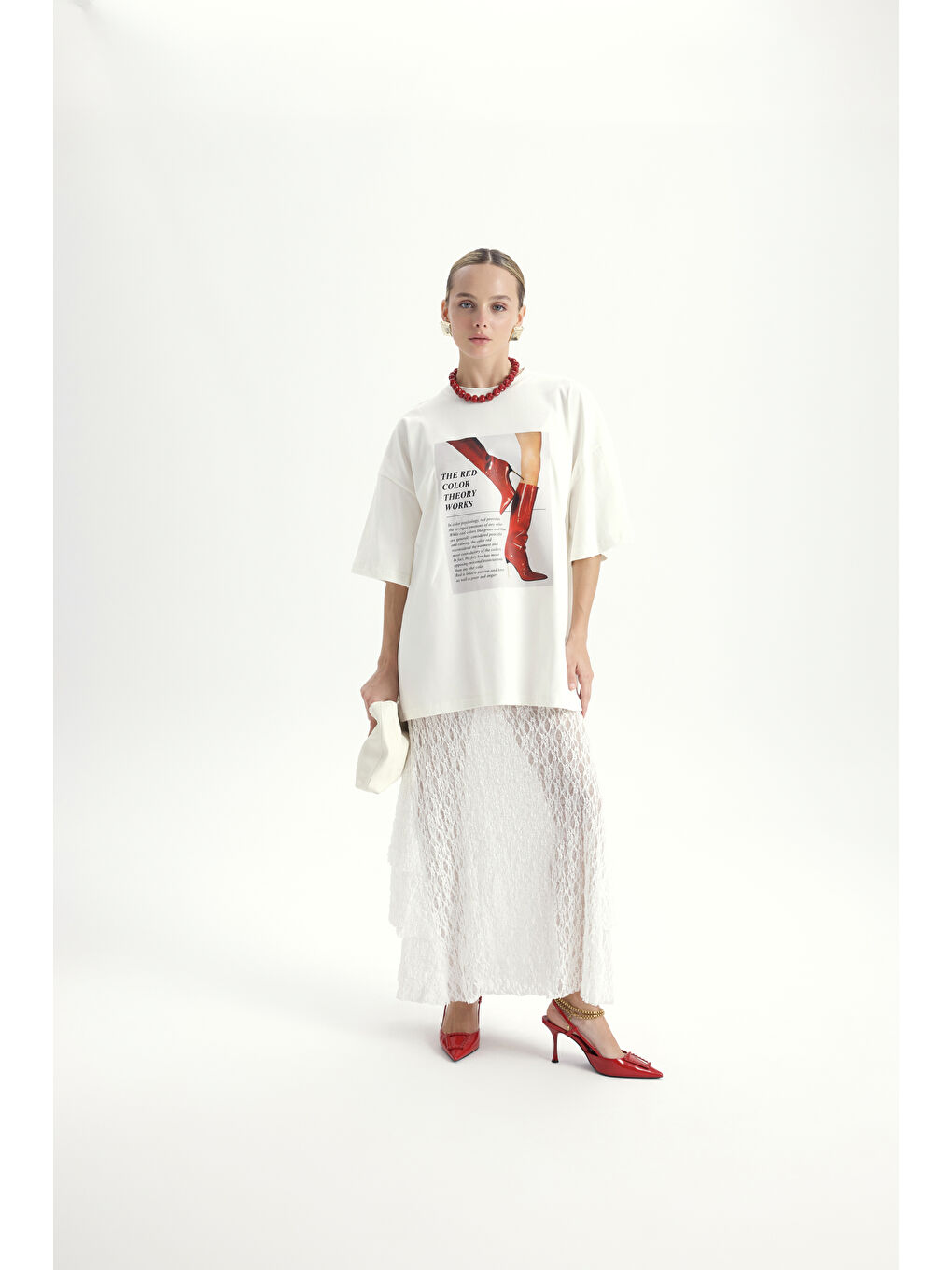 Theory Oversize Beyaz T-Shirt-2