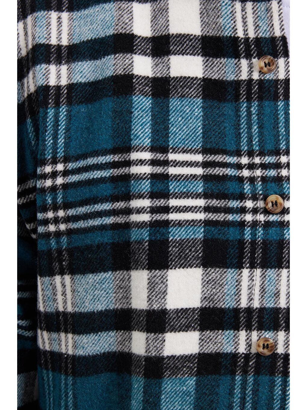 Petrol Erkek Slim Fit Dar Kesim Kareli Kışlık Oduncu Gömlek-4