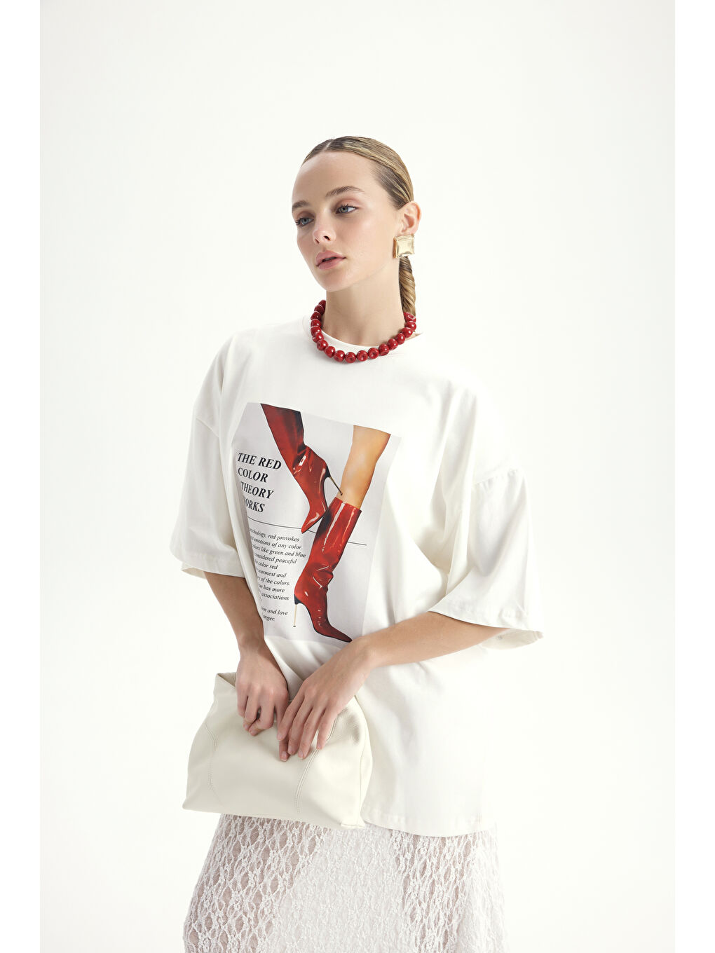 Theory Oversize Beyaz T-Shirt-3