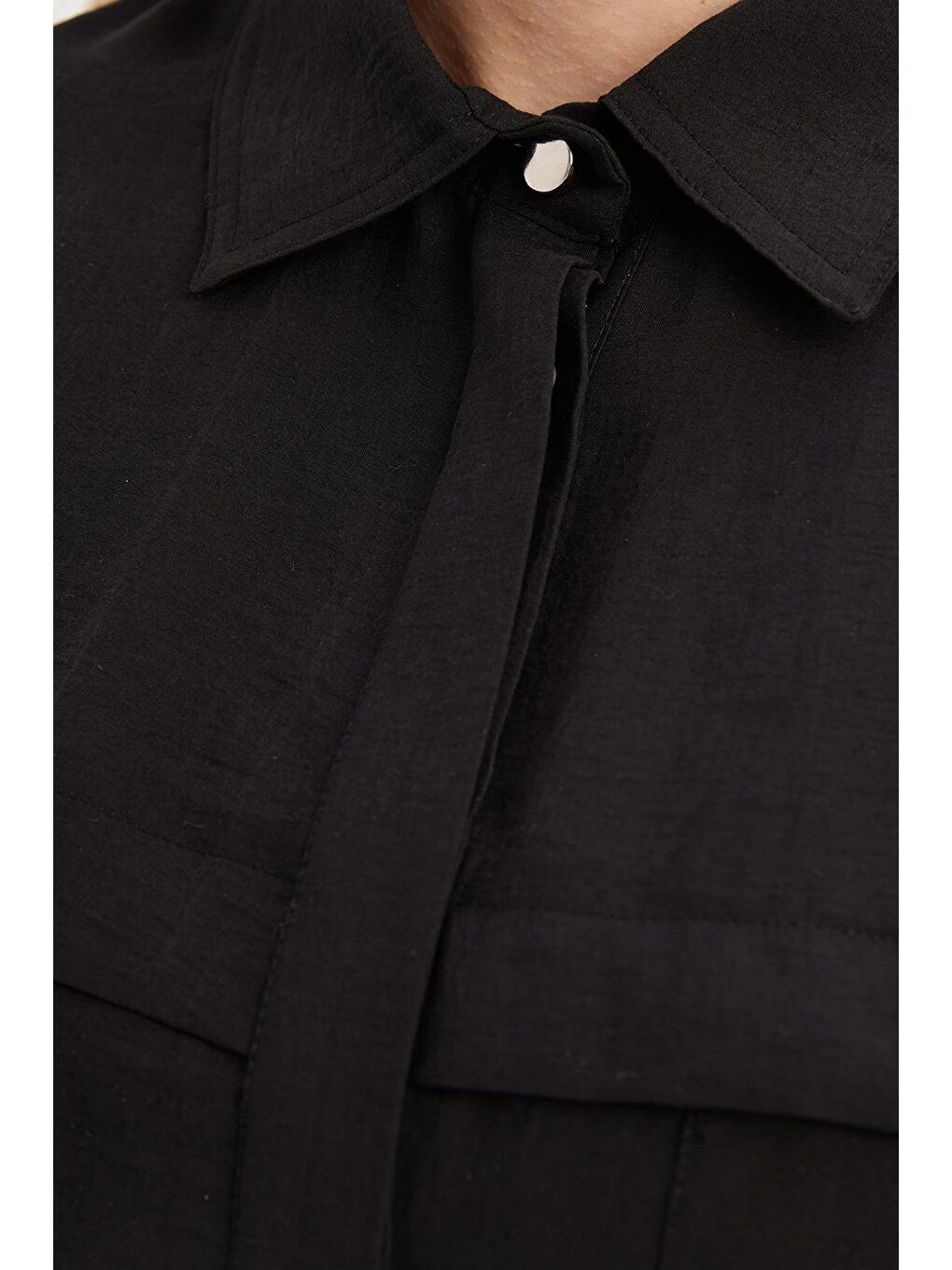 Siyah-Cepli Gizli Patlı Gömlek Tunik-4