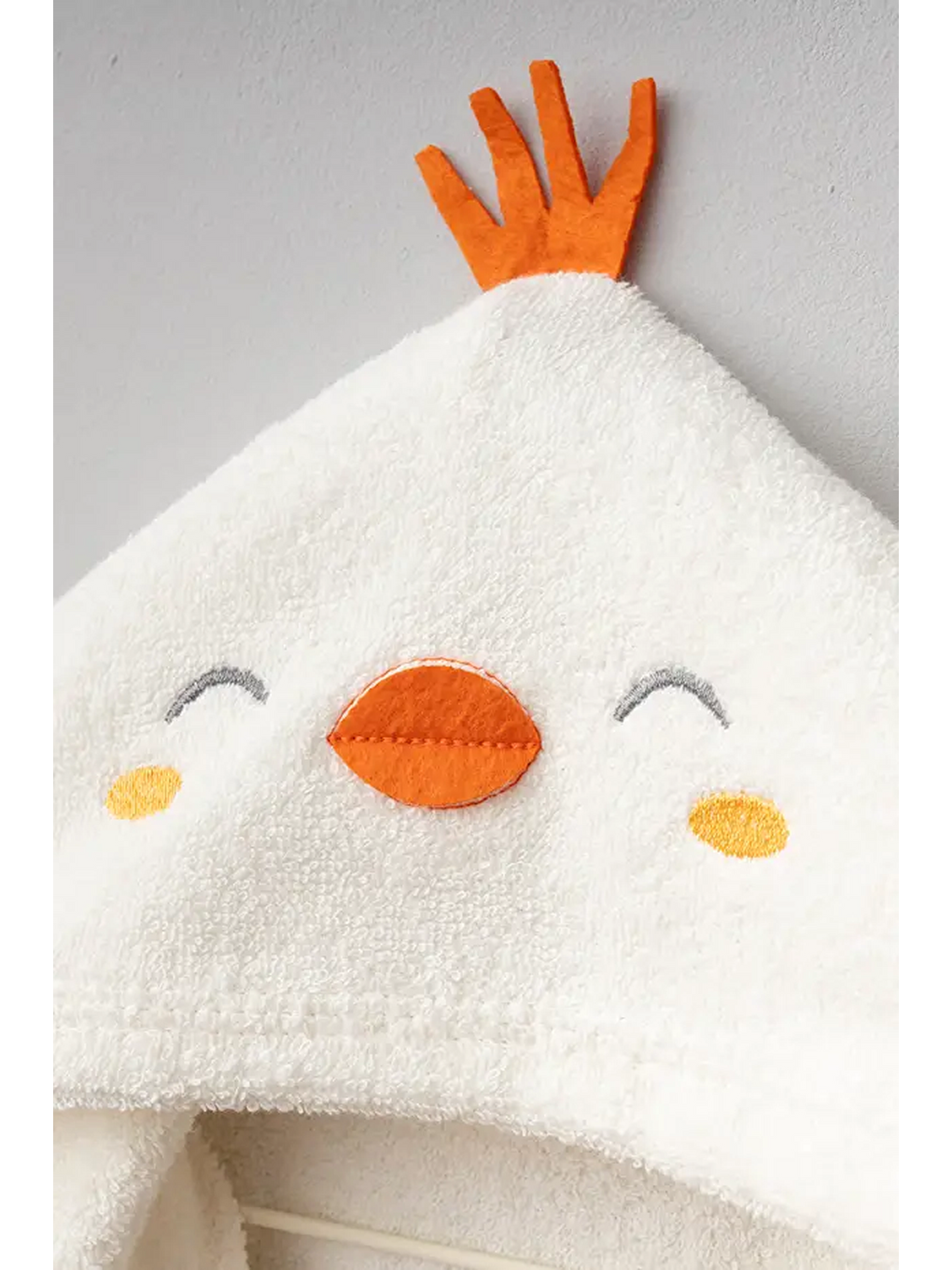 Turuncu Unisex Hayvan Figürlü Bebek Bornoz Havlu Seti Yenidoğan Hediyelik Kutulu 0-24ay Pamuklu 3lü Takım-3