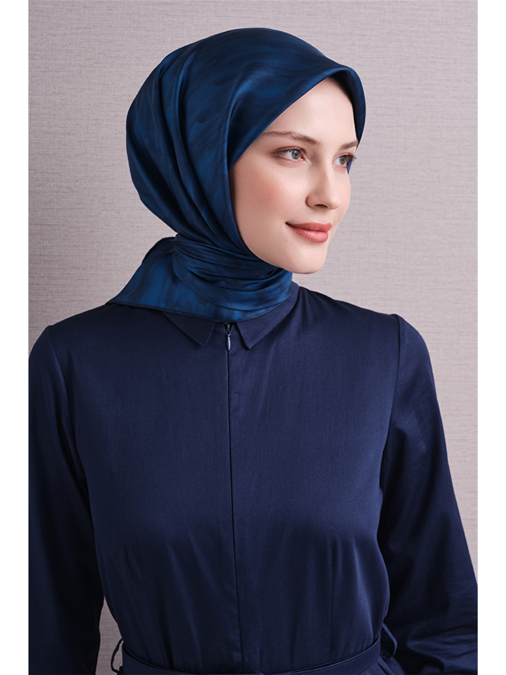 Lacivert Saf İpek Twill Eşarp 9630d 83-2