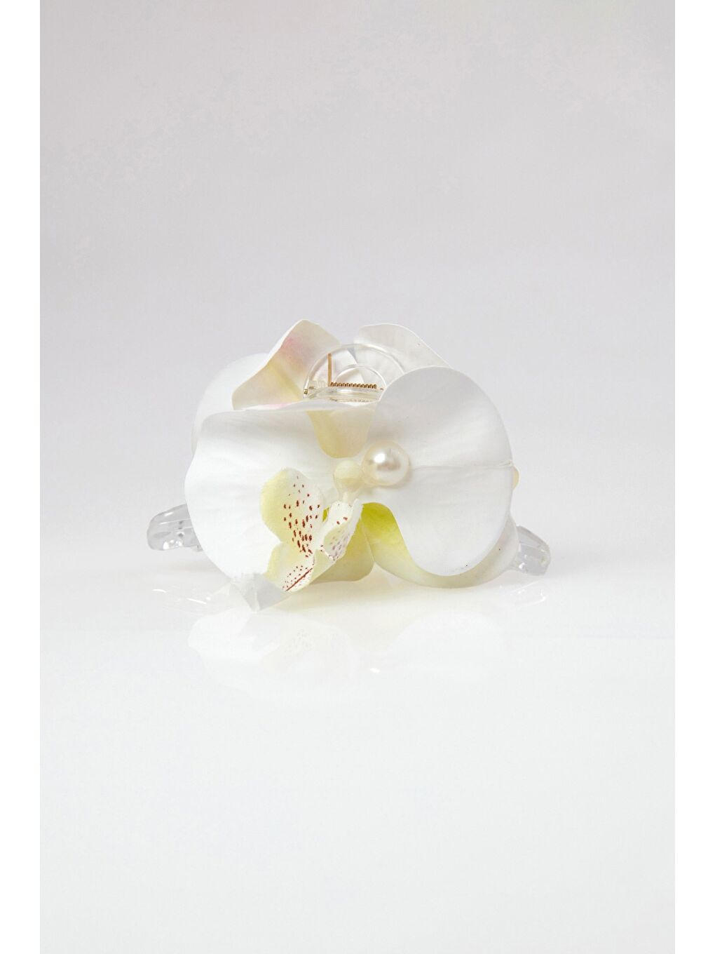 Beyaz Orkide Çiçeği Mandal Toka-1