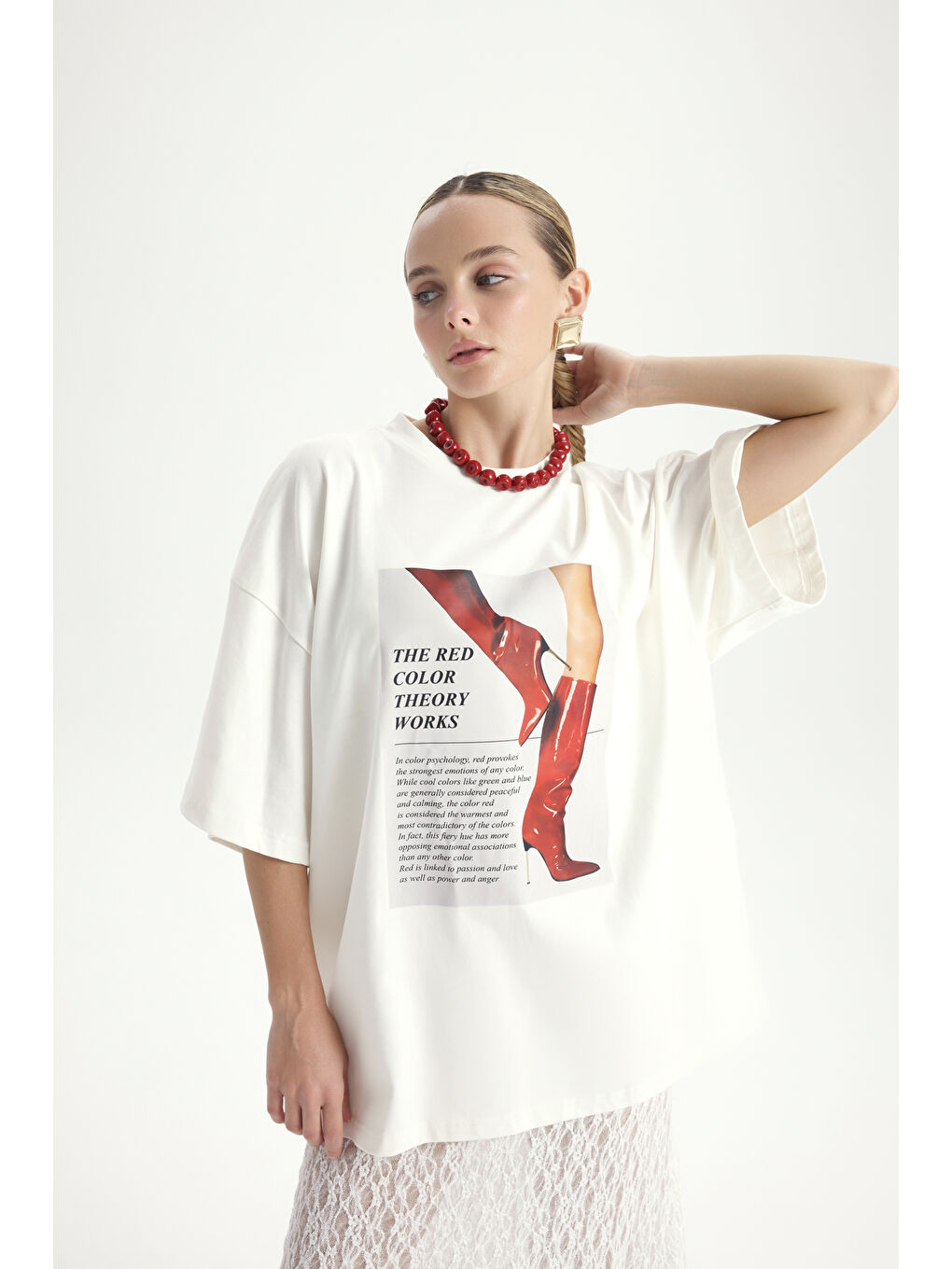 Theory Oversize Beyaz T-Shirt-6