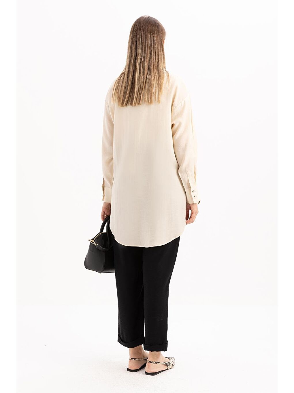 Açık Bej-Fisto Detaylı Büyük Cepli Gömlek-3