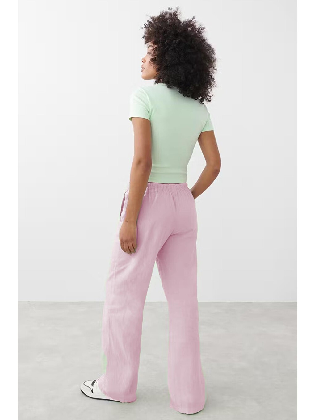 Pembe Elastik Belli Bol Kesim Pantolon Mg2020-2