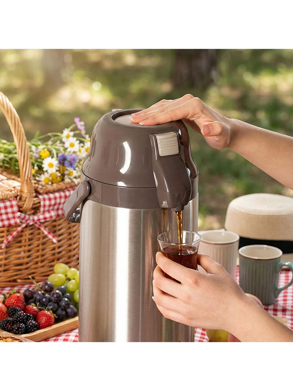 Kahverengi 2008 Çift Kat Paslanmaz Çelik Termos Çay Termosu Su Termosu 3,5lt Kahve-1