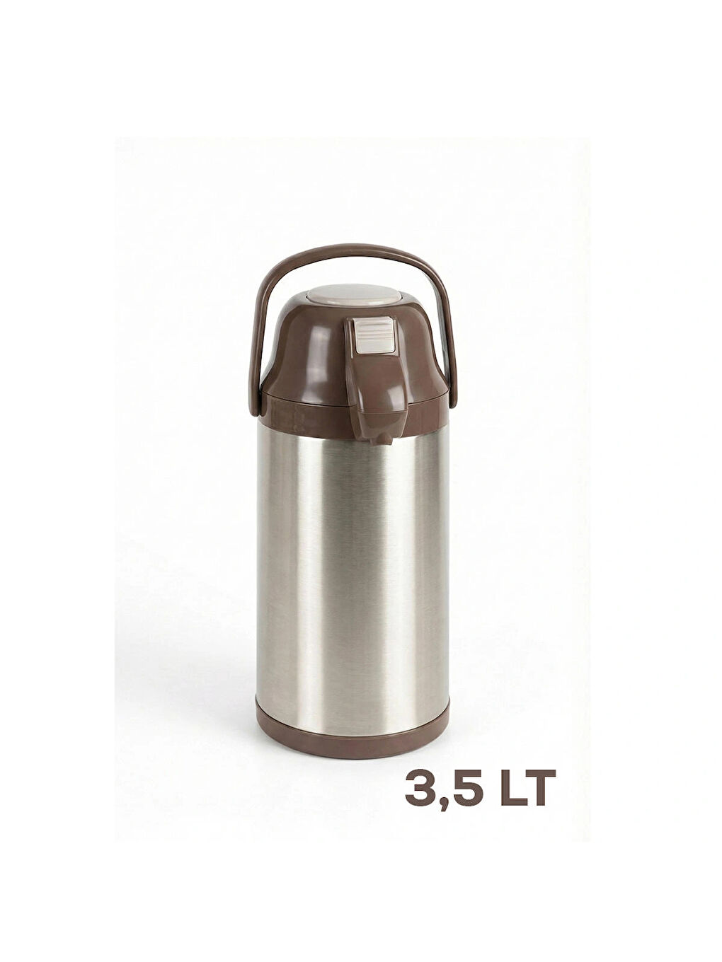 Kahverengi 2008 Çift Kat Paslanmaz Çelik Termos Çay Termosu Su Termosu 3,5lt Kahve-2