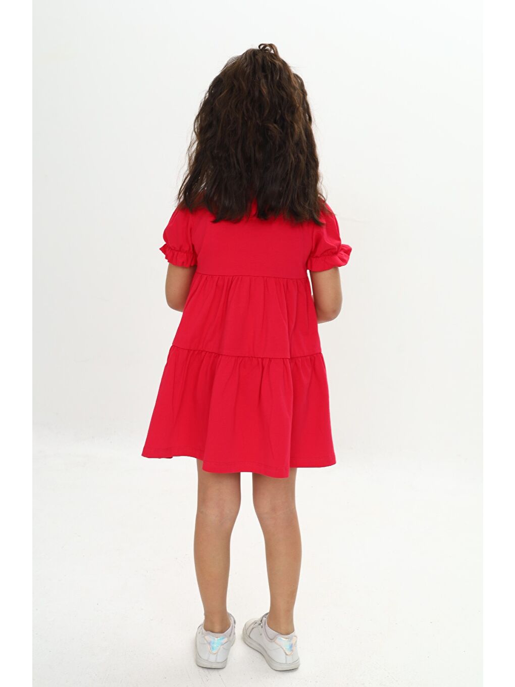 Fuşya Kız Çocuk Önü Düğmeli Fırfırlı Elbise-4