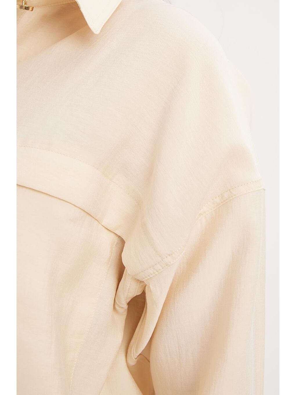 Açık Bej-Cepli Gizli Patlı Gömlek Tunik-4