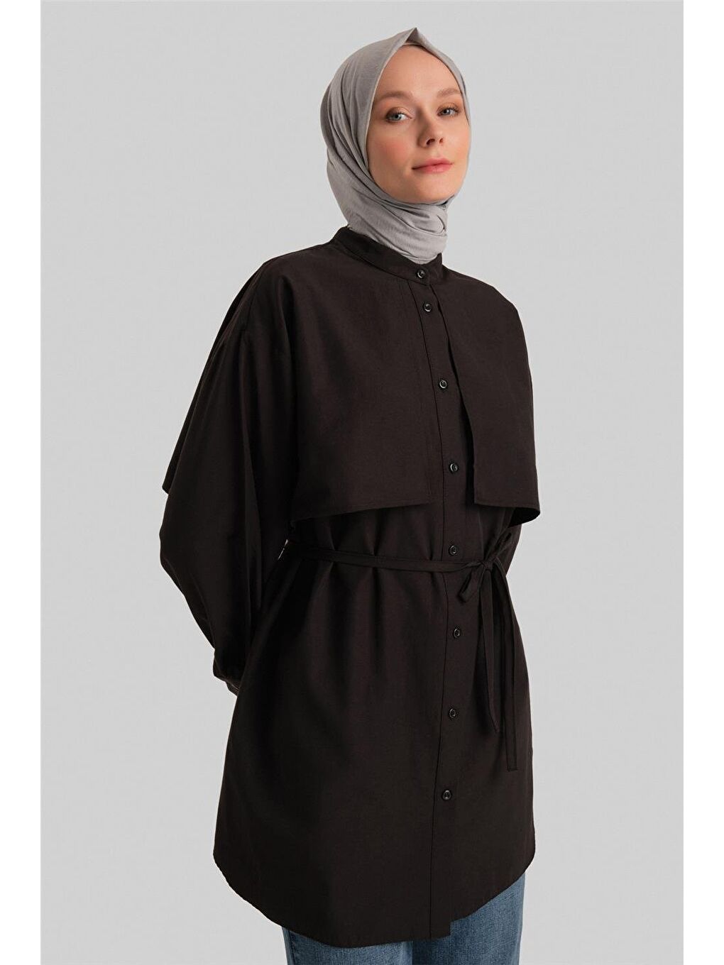 Rüzgarlıklı Coton Gömlek Ort3442 Siyah-2