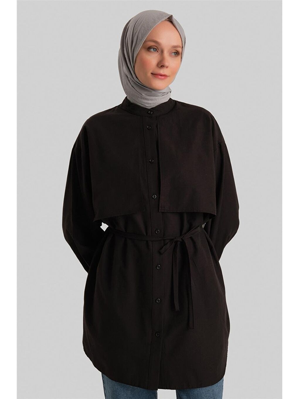 Rüzgarlıklı Coton Gömlek Ort3442 Siyah-3